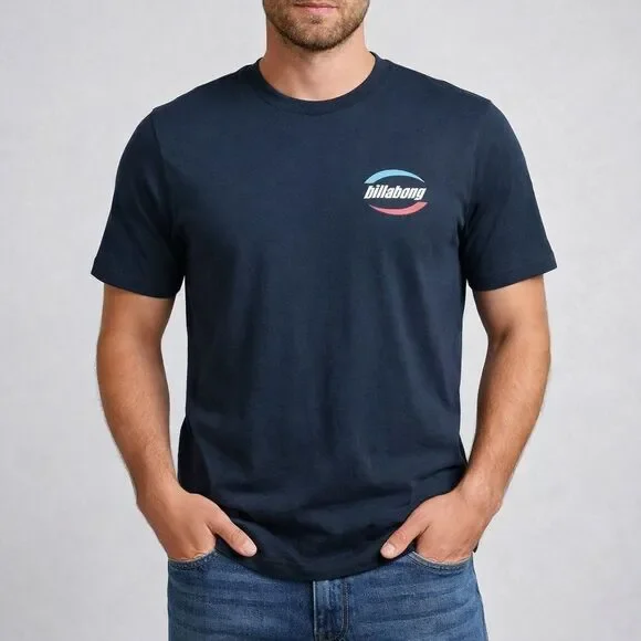 Billabong Short Sleeve Navy Blue Logo Graphic Tee Men’s Large - Picture 3 of 8